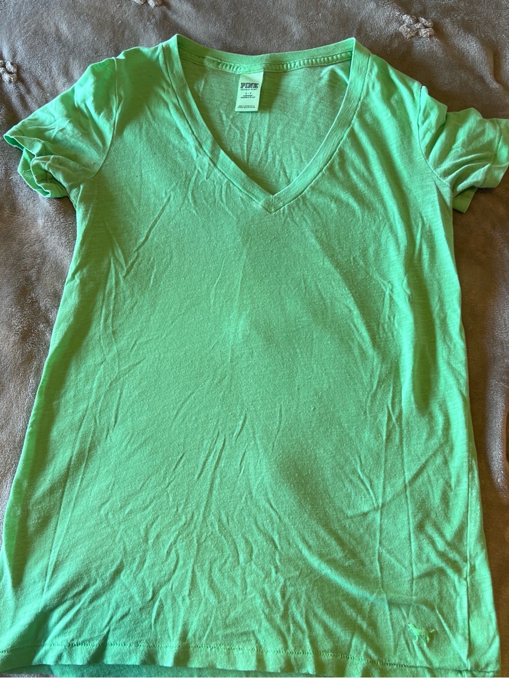 PINK Victoria's Secret Mint Green V-Neck Short Sleeve Tee
